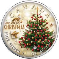 Kanada - 5 CAD Maple Leaf Weihnachten: Merry Christmas - 1 Oz Silber Color