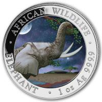 Somalia - African Wildlife Elefant Tag und Nacht Set 2023 - 2*1 Oz Silber