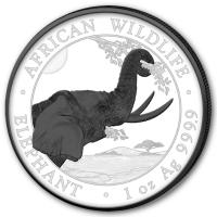Somalia African Wildlife Elefant Black and White Set 2023 2*1 Oz Silber Rckseite