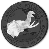 Somalia - African Wildlife Elefant Black and White Set 2023 - 2*1 Oz Silber