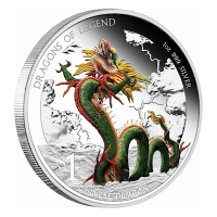 Tuvalu - 1 TVD Dragons of Legend Chinese Dragon - 1 Oz Silber