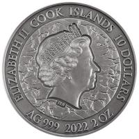 Cook Island 10 CID Herr der Ringe Frodo 2022 2 Oz Silber Antik Finish High Relief Rckseite