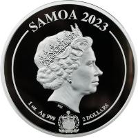 Samoa - 2 Dollar  Asian Mythical Creatures (1.) Nine Tailed Fox  2023 - 1 Oz Silber 