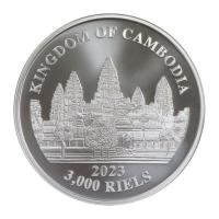 Kambodscha - 3000 KHR Lost Tigers of Kambodscha 2023 - 1 Oz Silber Color
