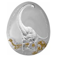 Samoa - 2 Dollar  Dinosaurs in Asia - Mamenchisaurus  2022 - 1 Oz Silber PP