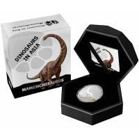 Samoa - 2 Dollar  Dinosaurs in Asia - Mamenchisaurus  2022 - 1 Oz Silber PP