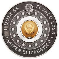 Tuvalu - 1 TVD Lunar III Hase 2023 - 1 Oz Silber AntikFinish Rotating Charm