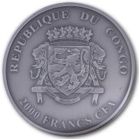 Kongo - 2000 Francs Rhino 2013 - 3 Oz Silber