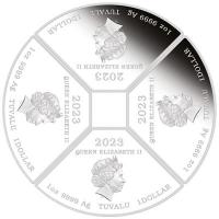 Tuvalu - 4 TVD Lunar Hase Quadrant Set 2023 - 4 * 1 Oz Silber