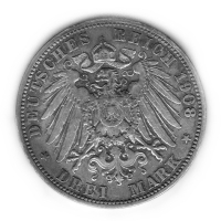 Deutsches Kaiserreich - 3 Mark Wilhelm II Wrttemberg - 15g Silber