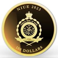 Niue 100 NZD Icon (3.) Queen Elizabeth II. 2023 1 Oz Gold Rckseite