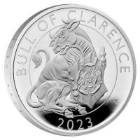 Grobritannien 4 GBP Tudor Beasts (4.) The Bull of Clarence 2023 2*1 Oz Silber Proof & Reverse Frosted Proof Rckseite