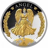 St. Helena - 1 Pfund Lucky Angel GILDED 2023 - 1 Oz Silber PP Gilded