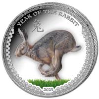 Palau - 5 USD Jahr des Hasen  2023 - 1 Oz Silber PP Color