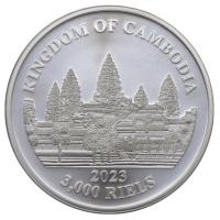 Kambodscha - 3000 KHR Asia Big Five Series: Cambodia Asian Elephant (1.) 2023 - 1 Oz Silber