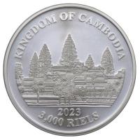 Kambodscha - 3000 KHR Asia Big Five Series: Cambodia Asian Elephant (1.) 2023 - 1 Oz Silber Color