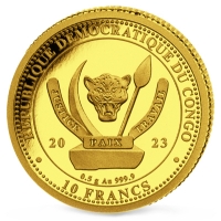 Kongo - 10 Francs Krnung von Charles III mit Camilla 2023 - 0,5g Gold