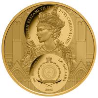 Niue 100 NZD König Charles III. Krönungsporträt 2023 1 Oz Gold PP Rückseite