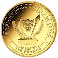 Kongo - 100 Francs Prhistorisches Leben (11.) Dunkleosteus - 0,5g Gold PP