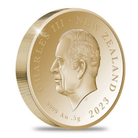 Neuseeland 0,50 NZD Krnung Knig Charles III 2023 0,5g Gold PP Rckseite