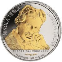 Serbien 100 Dinara Nikola Tesla Universum 2023 1 Oz Silber Gilded