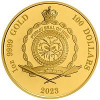 Niue - 100 Dollar Deadly & Dangerous Tigerhai 2023 - 1 Oz Gold PP Color