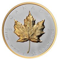 Kanada 20 CAD Maple Leaf 2023 1 Oz Silber Ultra High Relief Gilded