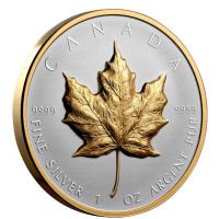 Kanada 20 CAD Maple Leaf 2023 1 Oz Silber Ultra High Relief Gilded Rckseite
