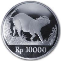 Indonesien - 10.000 Rupien Babiroussa (Hirscheber) 1987 - Silber PP