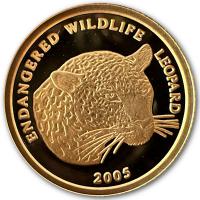 Benin - 1500 Francs Endangerd Wildlife Leopard 2005 - 1/25 Oz Gold PP