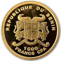 Benin - 1500 Francs Endangerd Wildlife Leopard 2005 - 1/25 Oz Gold PP