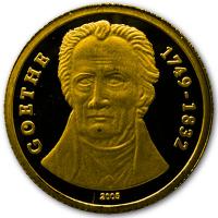Togo - 1500 Francs Johann Wolfgang von Goethe 2004 - 1/25 Oz Gold PP