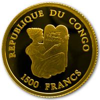 Kongo - 1.500 Francs Dresdner Frauenkirche 2004 - 1/25 Oz Gold PP