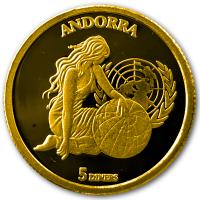 Andorra - 5 Diners UNO Emblem 2004 - 1/25 Oz Gold PP