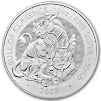 Grobritannien 10 GBP Tudor Beasts (3.) Bull of Clarence 2023 10 Oz Silber
