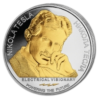 Serbien - 100 Dinara Nikola Tesla Antigravitation 2023 - 1 Oz Silber Gilded