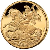 St. Helena 5 Pfund Masterpiece St. George and the Dragon 2023 1 Oz Gold PP Rckseite