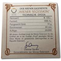 sterreich - 100 Euro Jugendstil: Wiener Secession 2004 - 16g Goldmnze