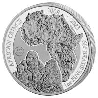 Ruanda 50 RWF African Ounce 15 Jahre Berggorilla 2023 1 Oz Silber