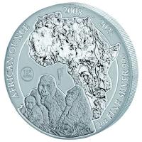 Ruanda 50 RWF African Ounce 15 Jahre Berggorilla 2023 2 Oz Silber Piedfort
