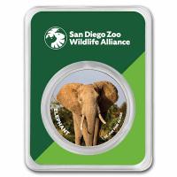 USA San Diego Zoo Elefant 1 Oz Silber Color Blister