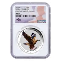 Australien 1 AUD Wedge Tailed Eagle NGC MS70 2023 1 Oz Silber COLOR