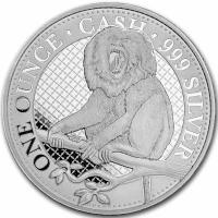 St. Helena - 1 Pfund Cash Indian Wildlife (6.) Löwenschwanz Makaken (Lion tailed Macaque) 2023 - 1 Oz Silber RAR