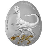 Samoa - 2 Dollar  Dinosaurs in Asia - Dilophosaurus  2023 - 1 Oz Silber PP