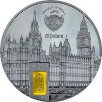 Palau - 25 USD Tiffany Art Metropolis: Palace of Westminster 2023 - 5 Oz Silber Black Proof