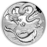 Australien 2 AUD Myths & Legends: Dragon & Koi 2023 2 Oz Silber PP High Relief