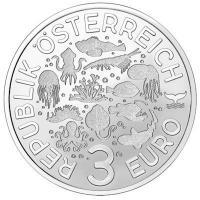 Österreich 3 Euro Meereswelten (4.) Tiefsee-Anglerfisch 2023 Münze Rückseite