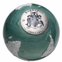 Barbados - 5 Dollar Blue Marble: Frozen Earth 2023 - 3 Oz Silber Color