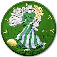 USA - 1 USD Silver Eagle Space Metal IV: GREEN 2023 - 1 Oz Silber Space Green