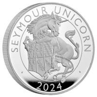 Grobritannien 10 GBP Tudor Beasts (5.) The Seymour Unicorn / Einhorn 2024 5 Oz Silber PP